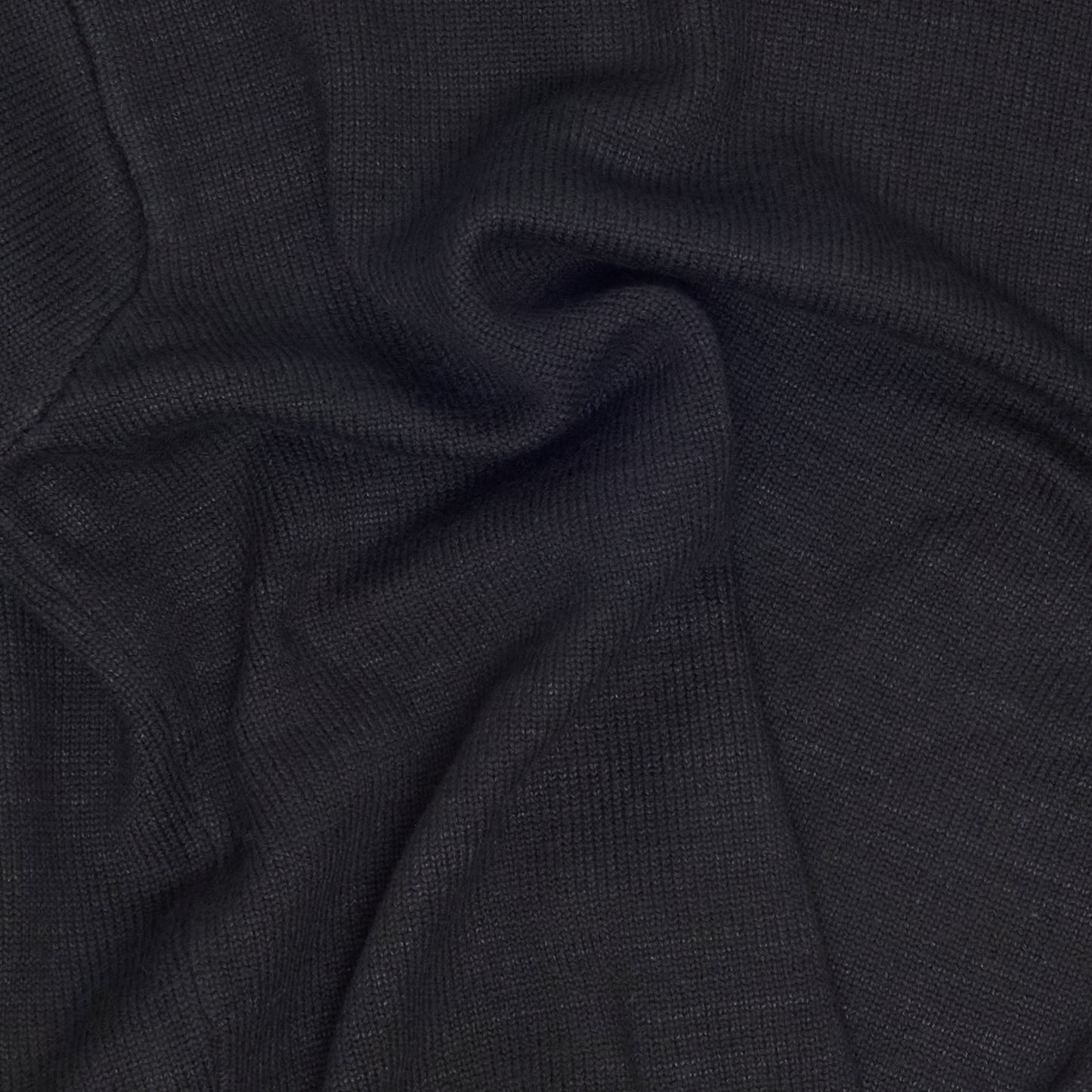 Black Textured Buttonless Polo
