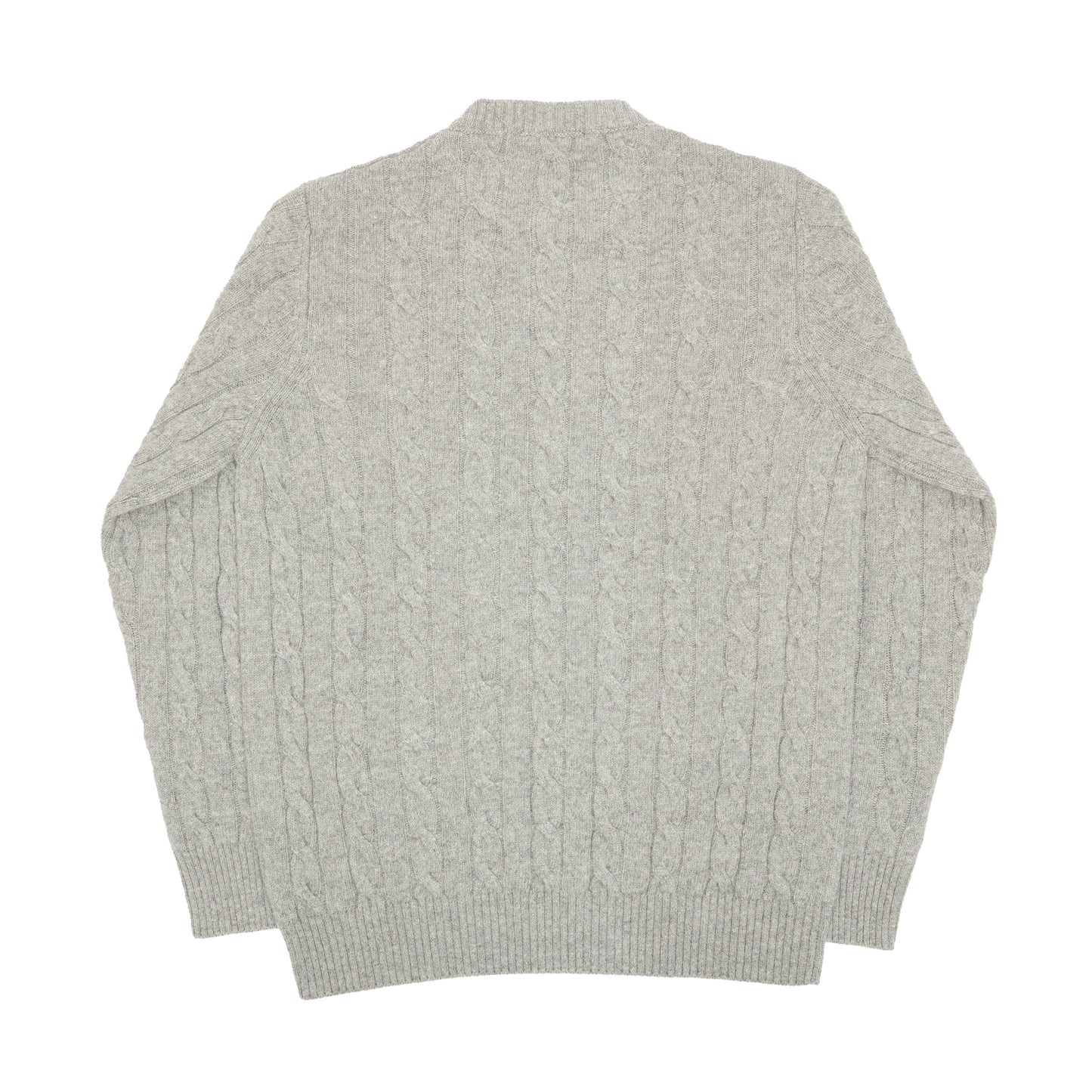 Grey Cashmere Aran Crewneck Sweater