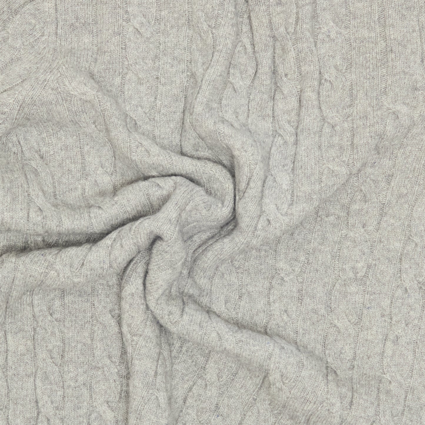Grey Cashmere Aran Crewneck Sweater