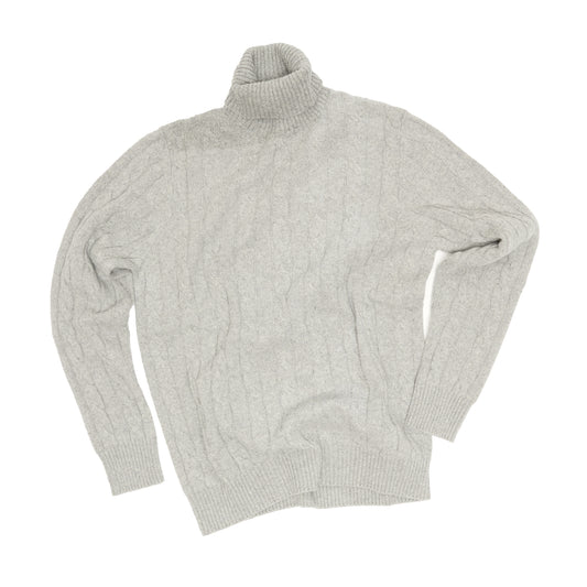 Grey Cashmere Aran Rollneck Sweater