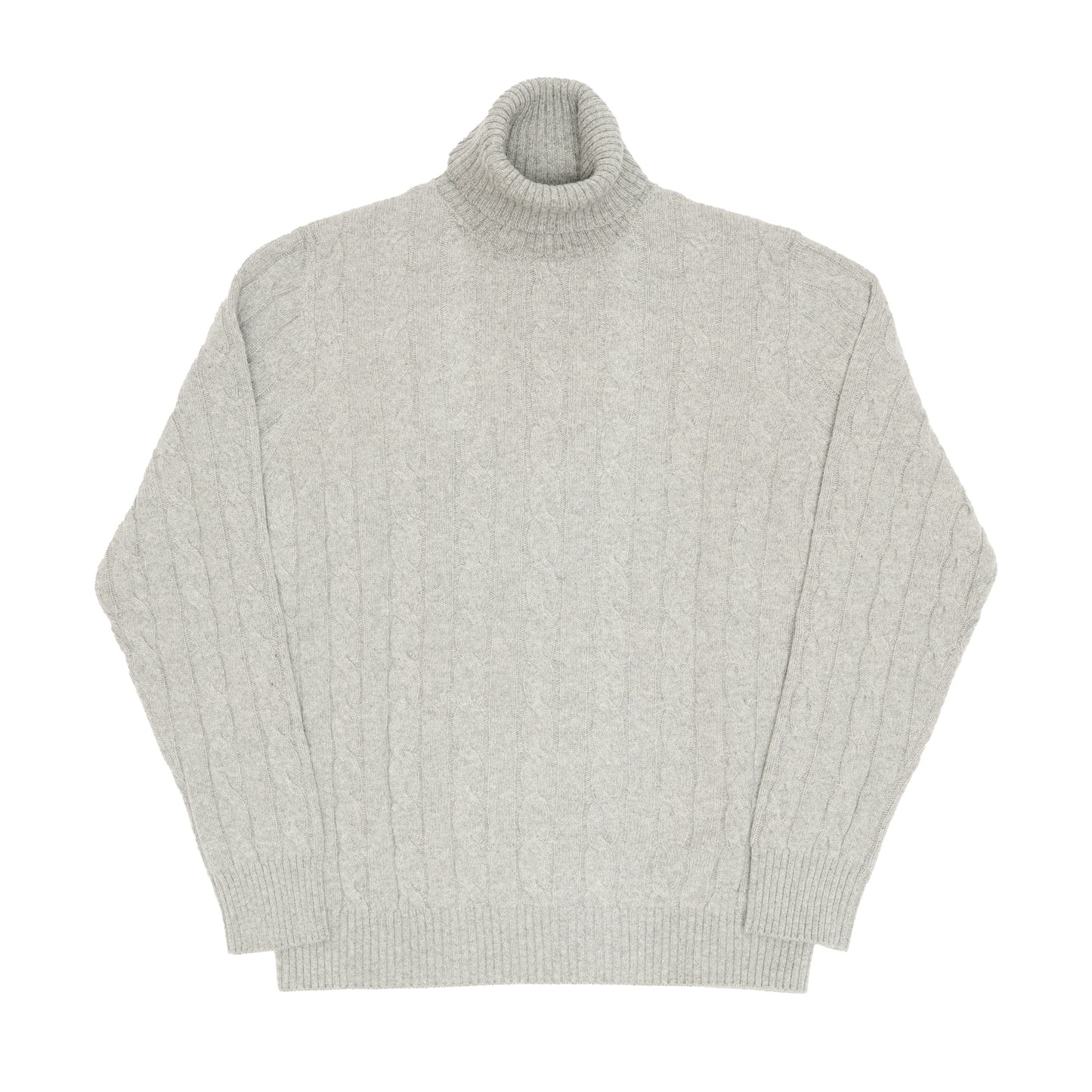 Grey Cashmere Aran Rollneck Sweater