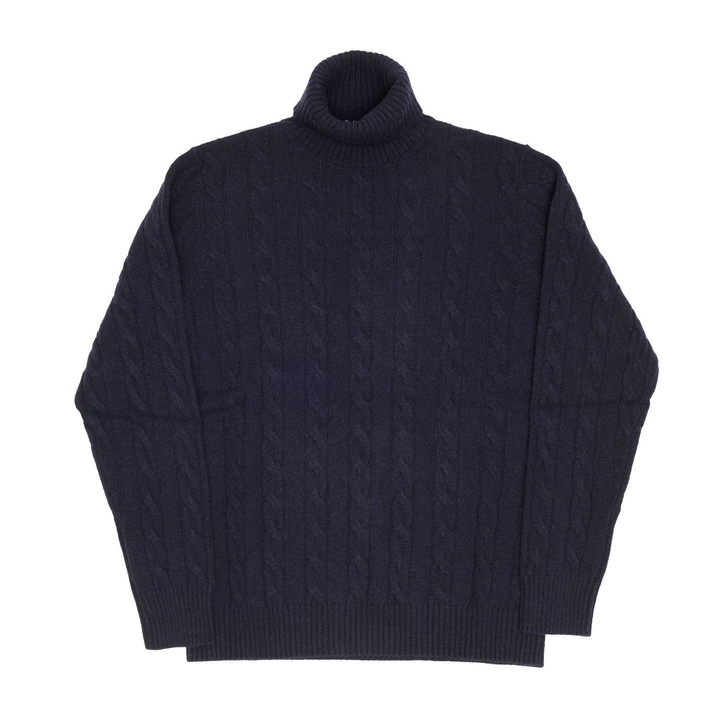 Navy Cashmere Aran Rollneck Sweater