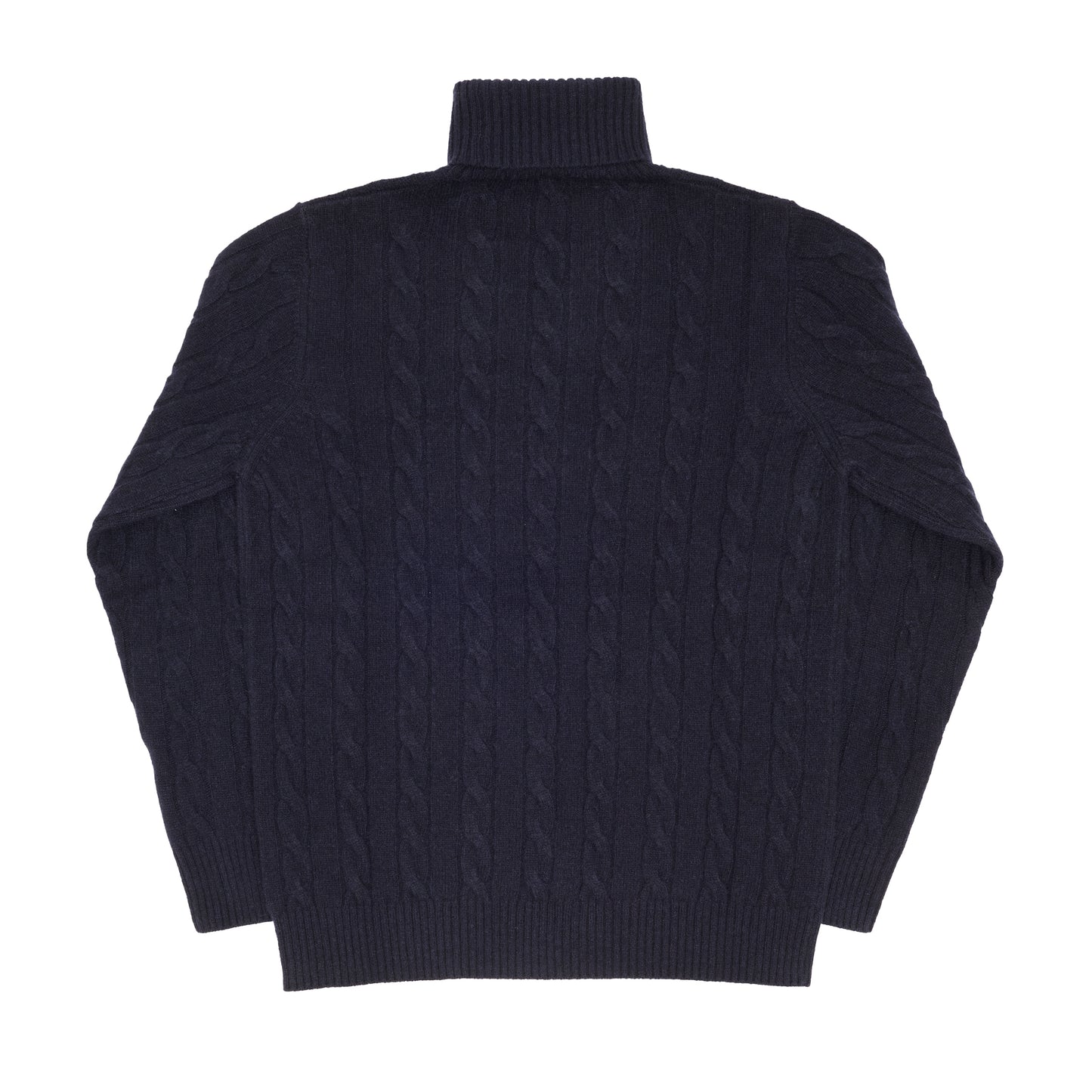 Navy Cashmere Aran Rollneck Sweater