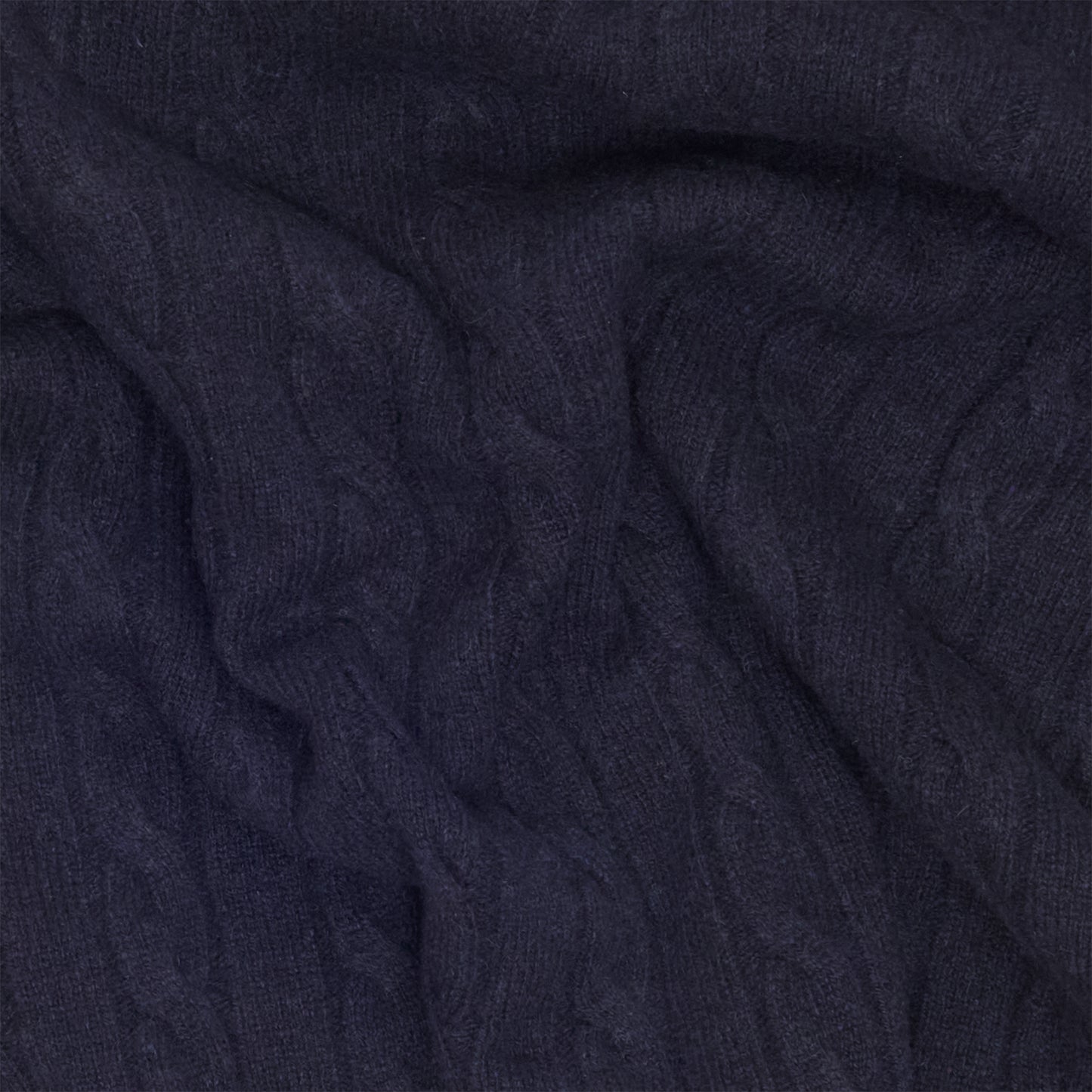 Navy Cashmere Aran Rollneck Sweater