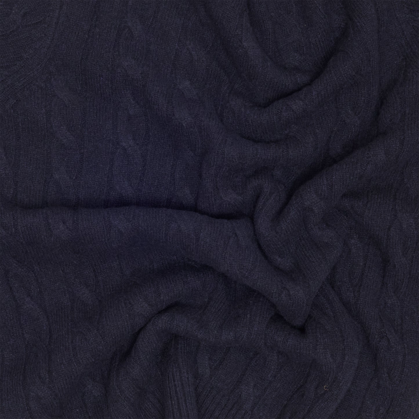 Navy Cashmere Aran Crewneck Sweater