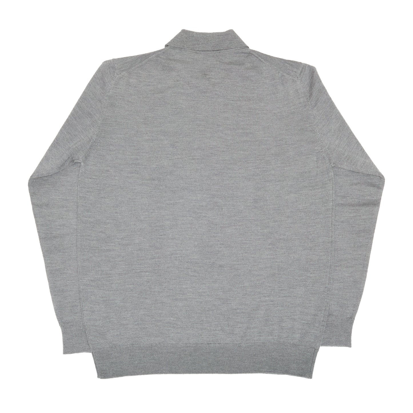 Grey Wool Long Sleeve Polo Shirt