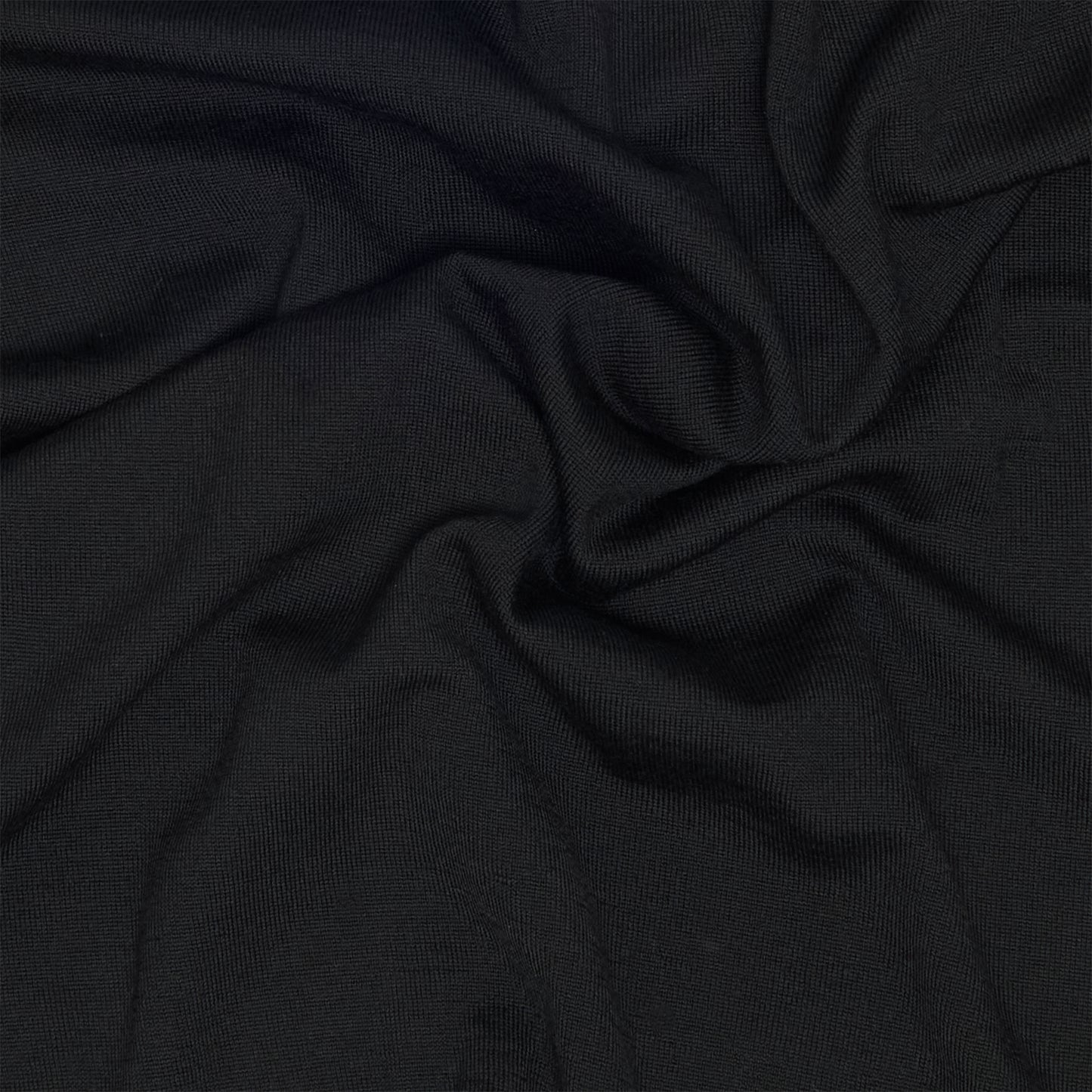 Black Wool Long Sleeve Polo Shirt
