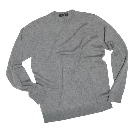 Grey Wool Long Sleeve Crewneck Sweater