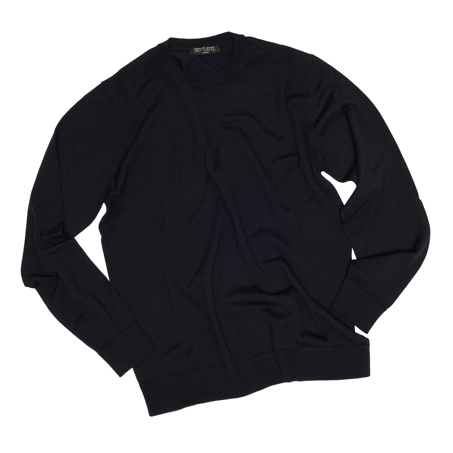Navy Wool Long Sleeve Crewneck Sweater