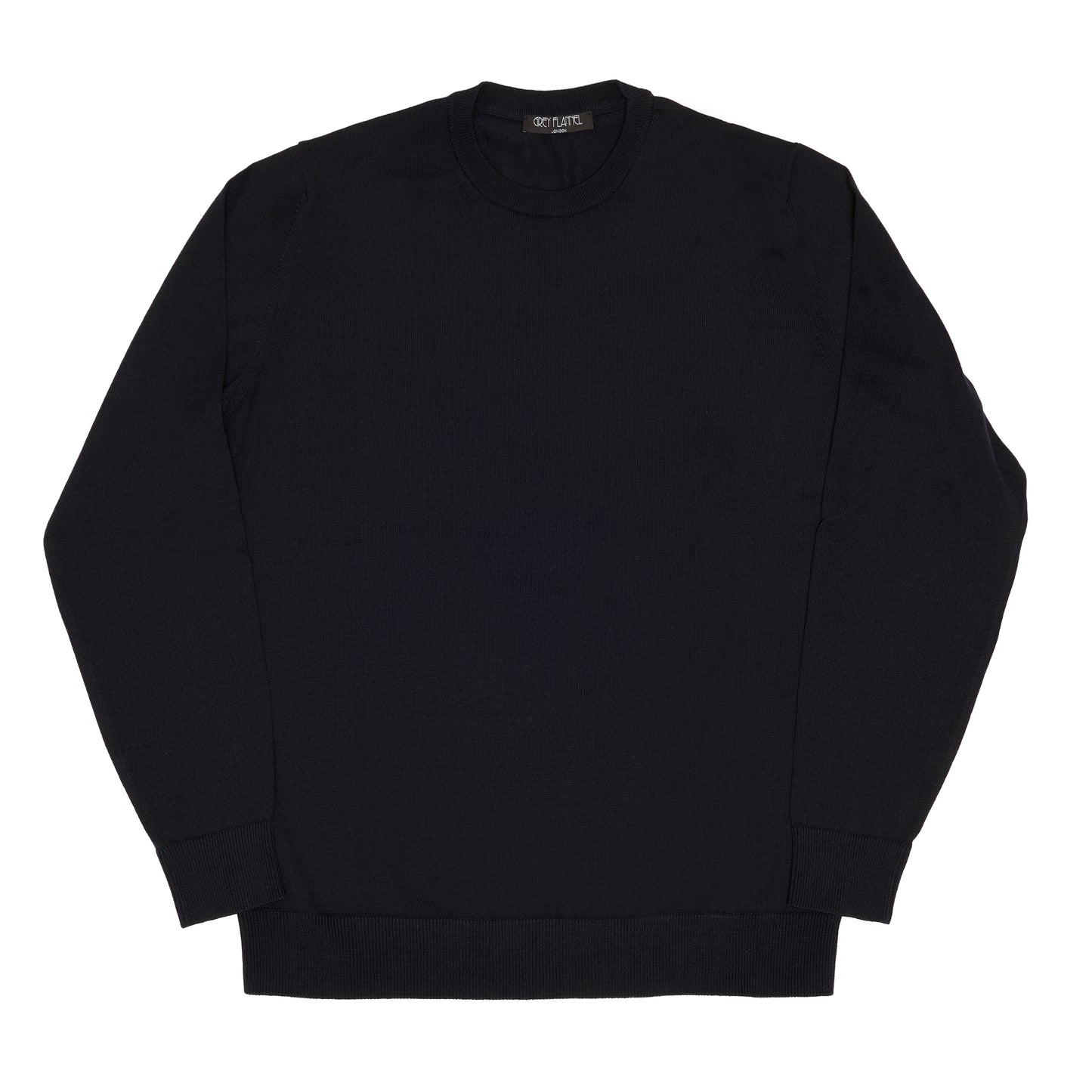 Navy Wool Long Sleeve Crewneck Sweater