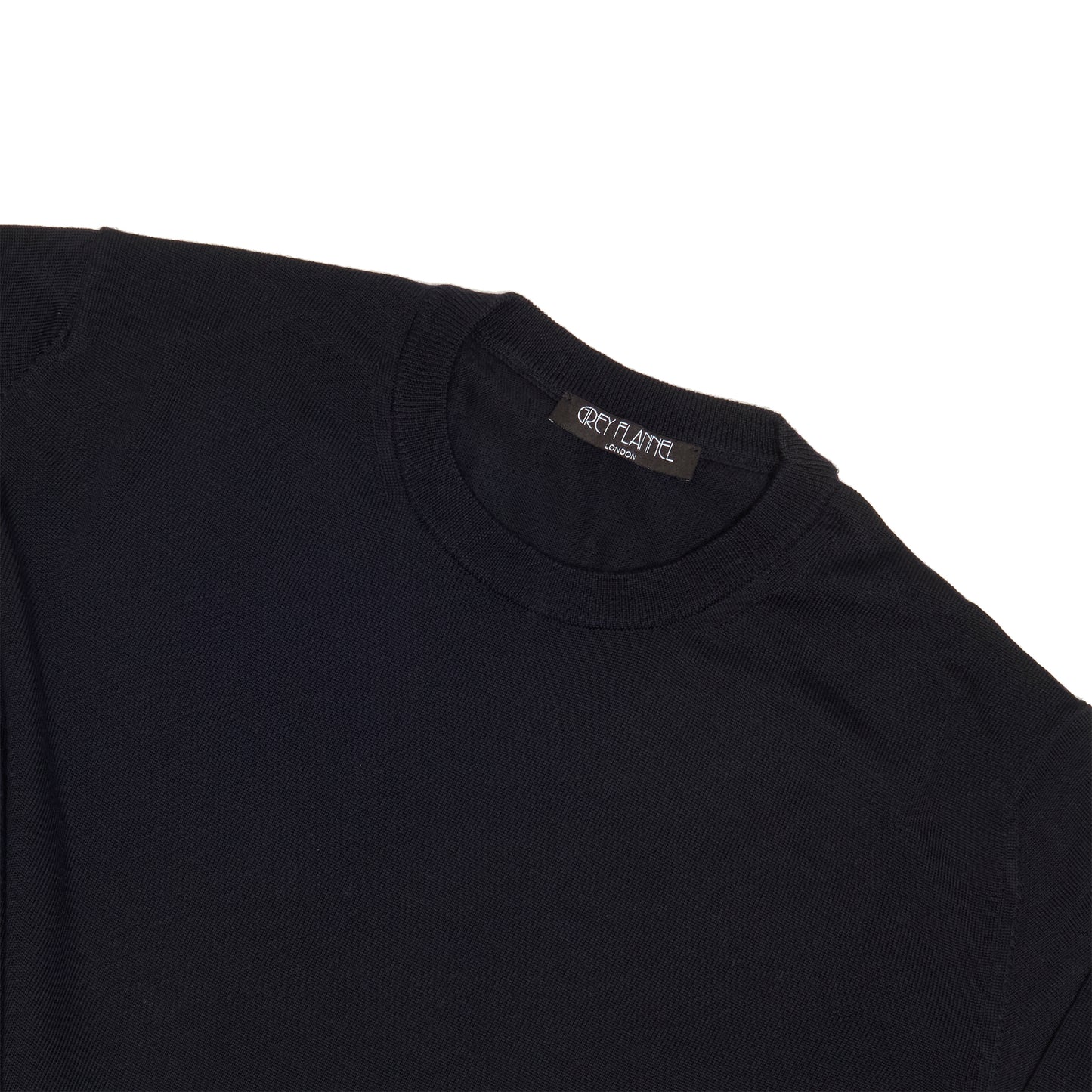 Navy Wool Long Sleeve Crewneck Sweater