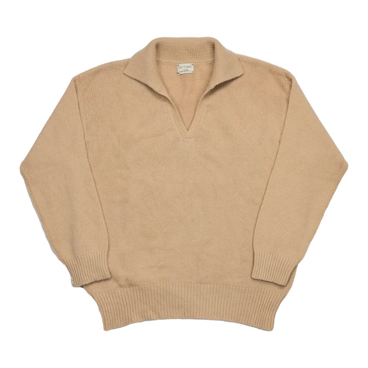 Camel Recycled Cashmere Polo Collar Sweater