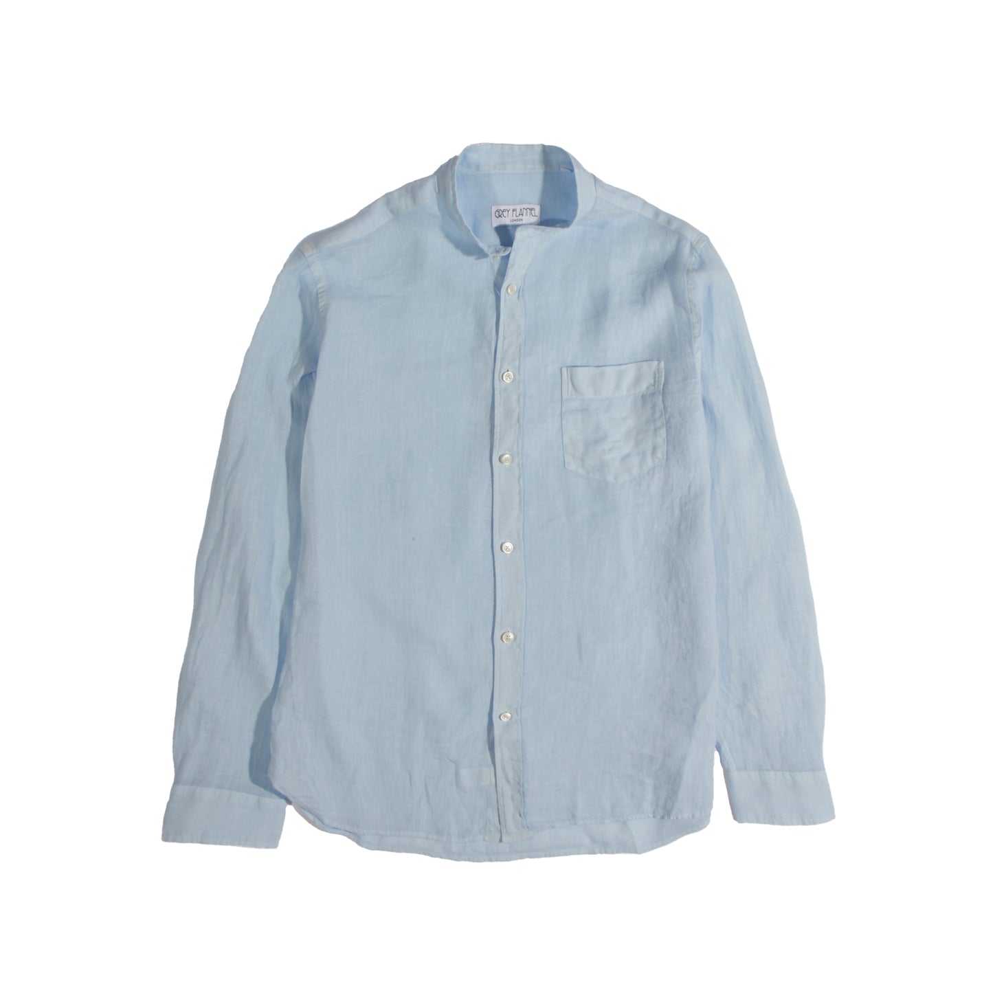 Sky Collarless Linen Shirt
