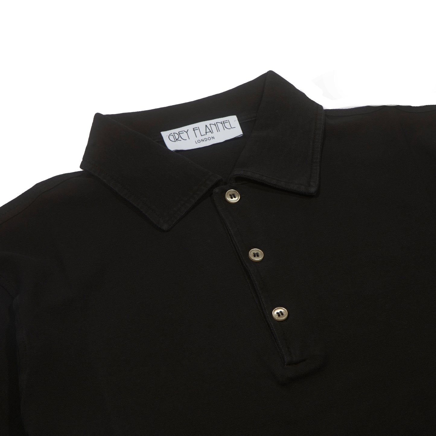 Black Chiffon Pique Polo S/S