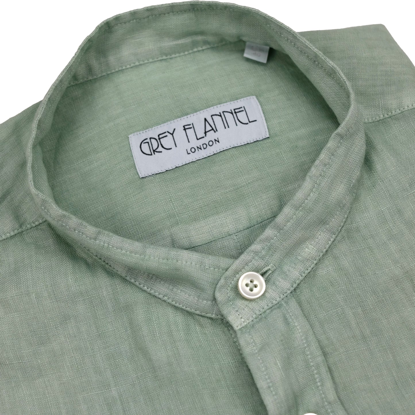Grass Collarless Linen Shirt