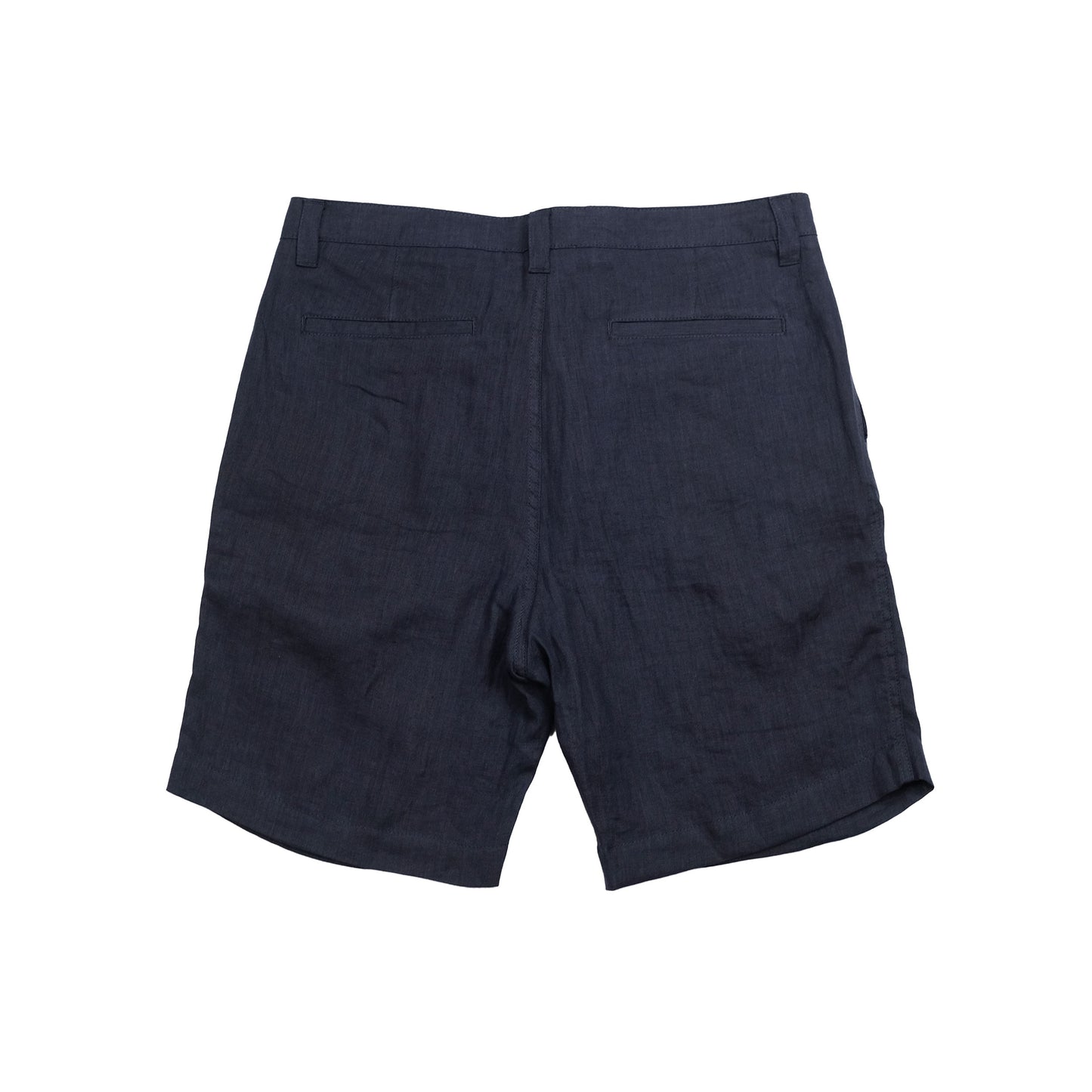 Navy Pleated Linen Easy Shorts