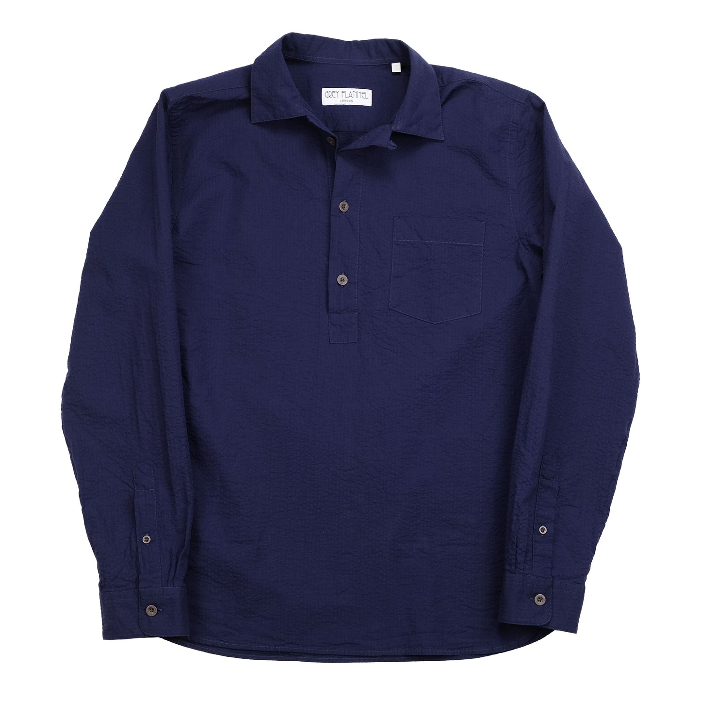 Navy Seersucker Popover Shirt