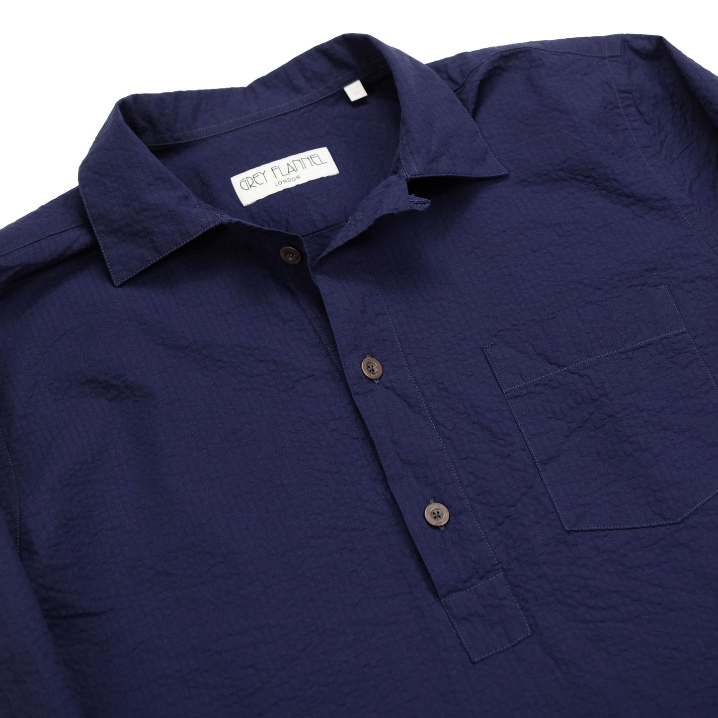Navy Seersucker Popover Shirt
