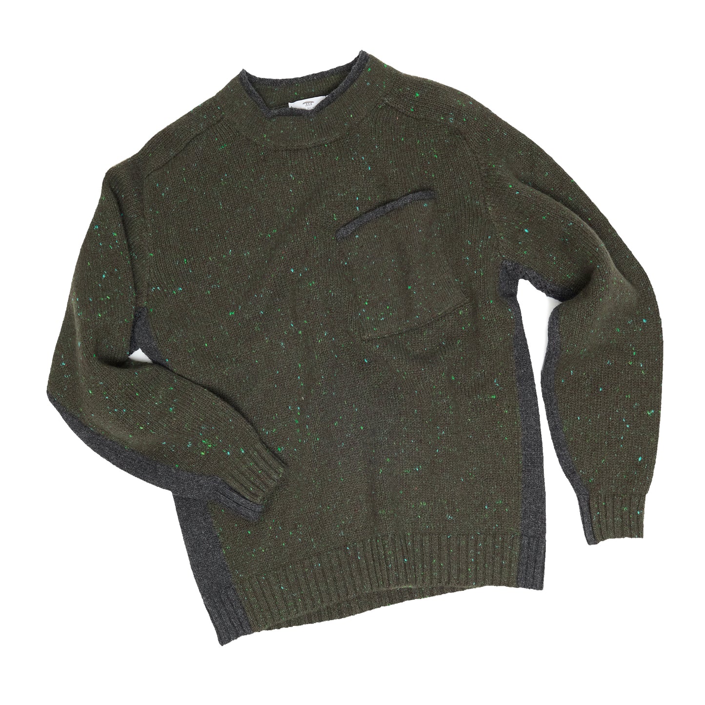 Green Pocket Contrast Sweater