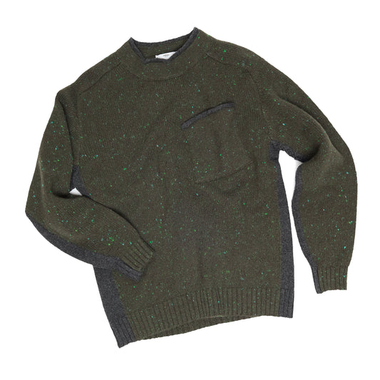 Green Pocket Contrast Sweater
