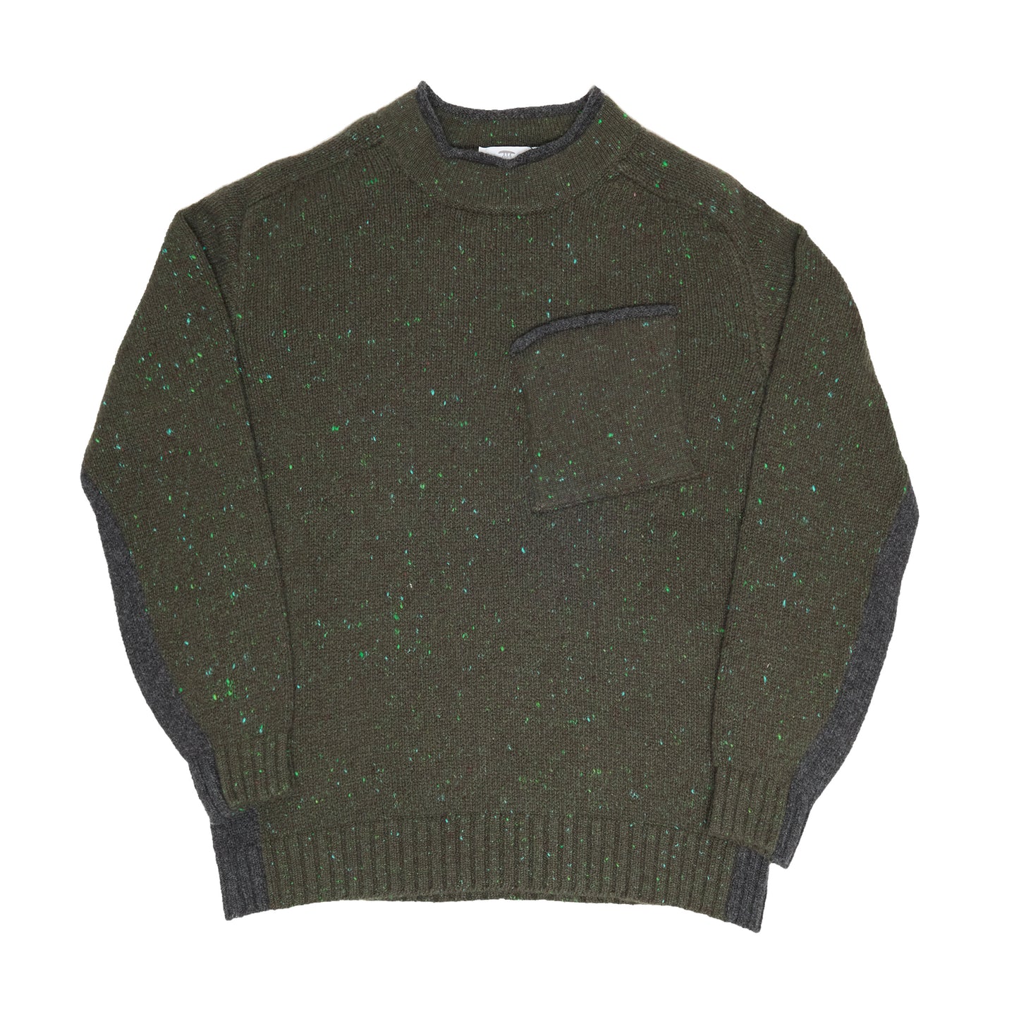Green Pocket Contrast Sweater