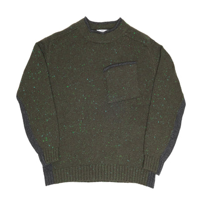 Green Pocket Contrast Sweater