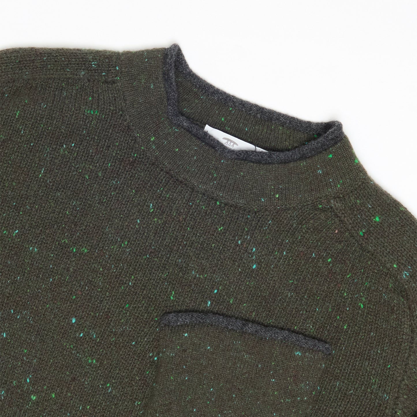 Green Pocket Contrast Sweater