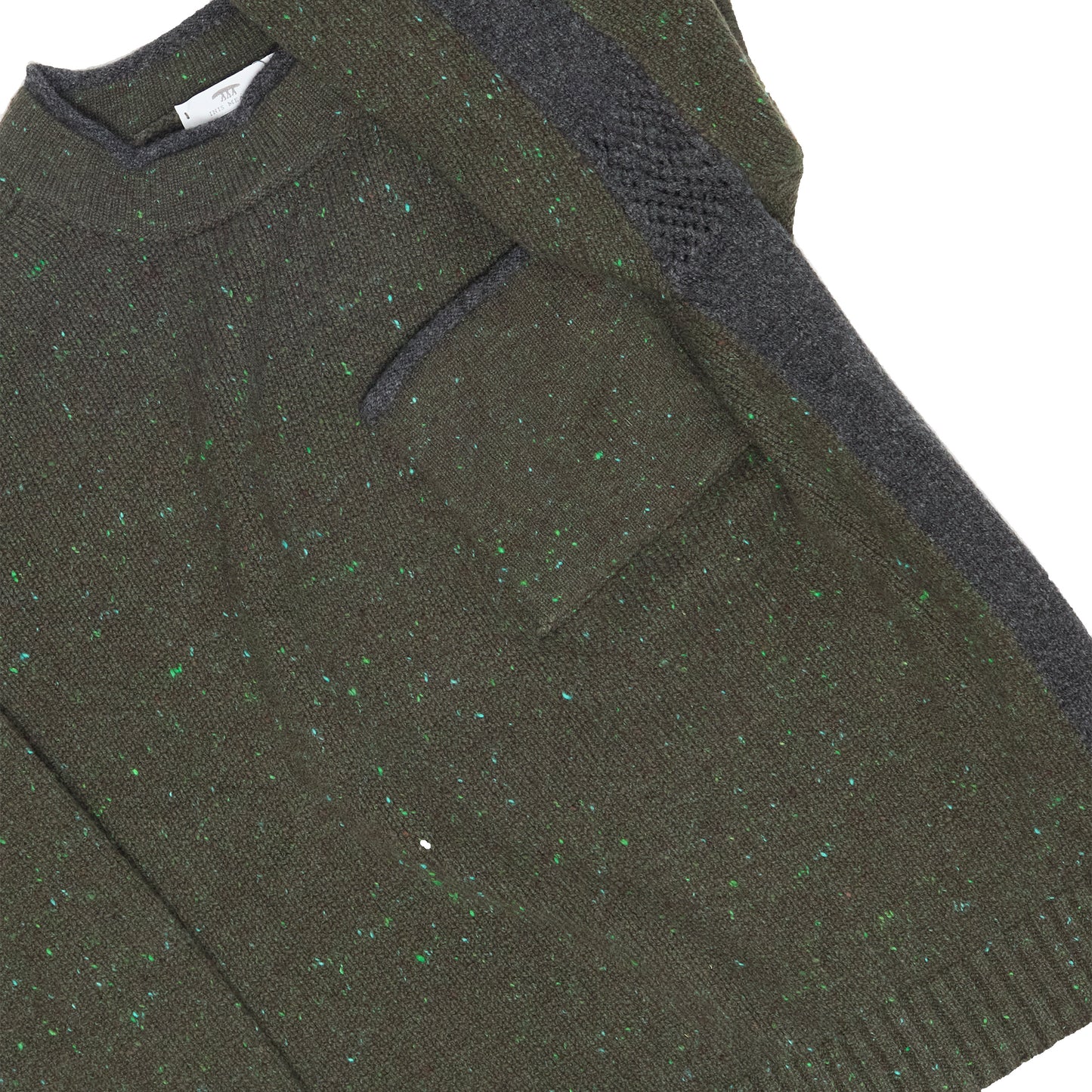 Green Pocket Contrast Sweater