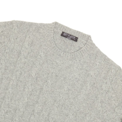 Grey Cashmere Aran Crewneck Sweater