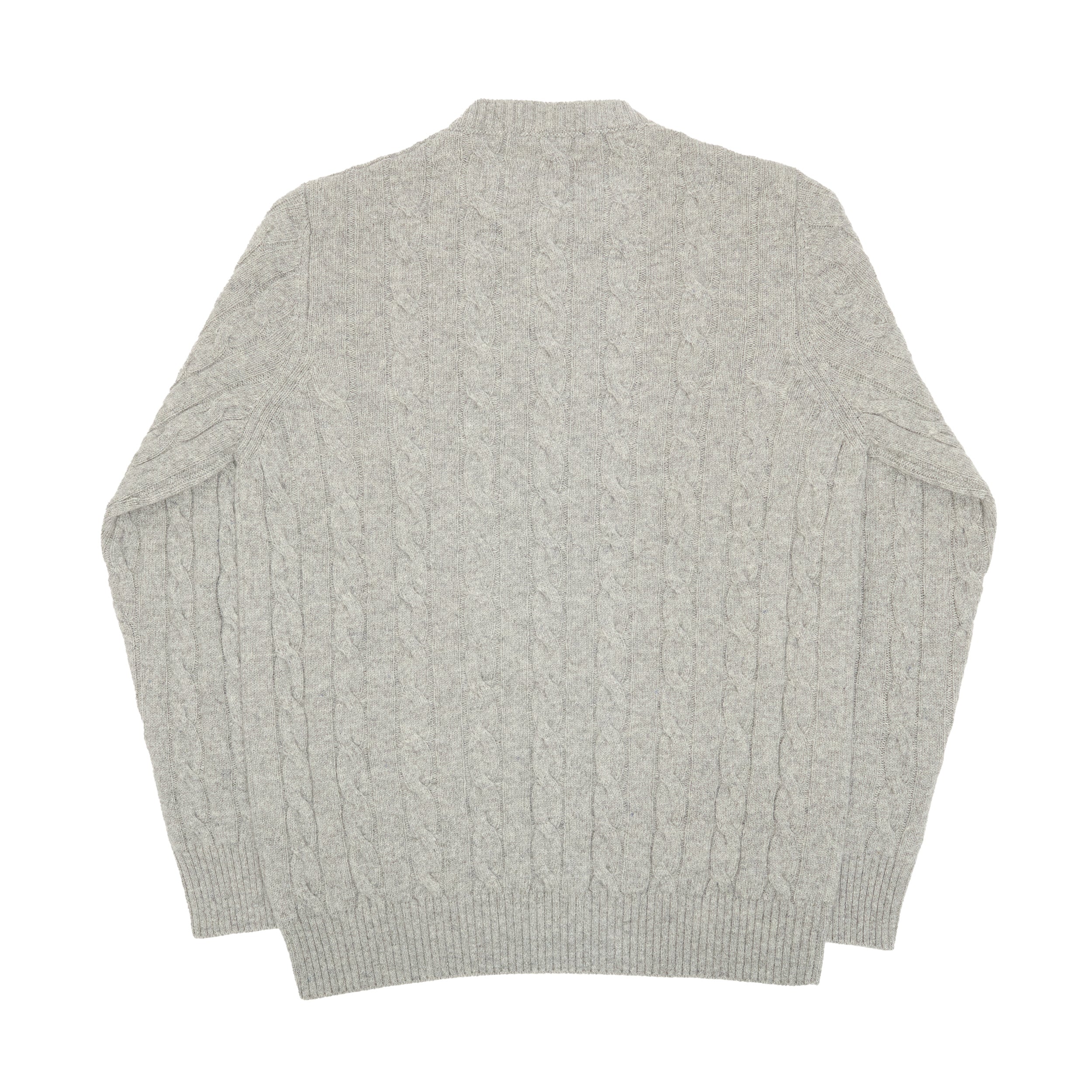Grey Cashmere Aran Crewneck Sweater