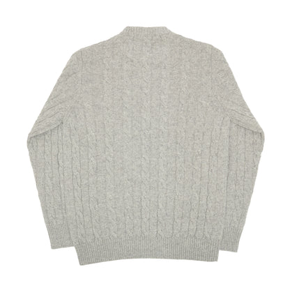 Grey Cashmere Aran Crewneck Sweater