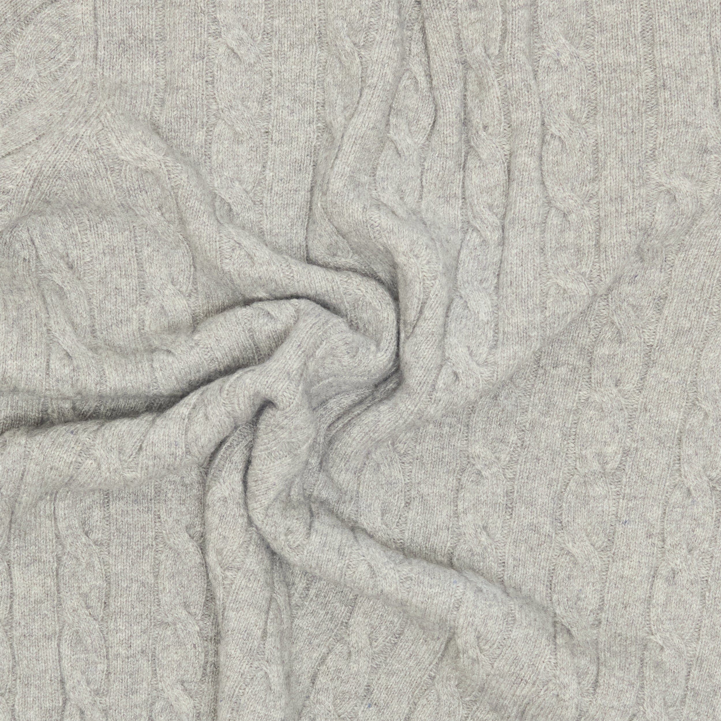 Grey Cashmere Aran Crewneck Sweater
