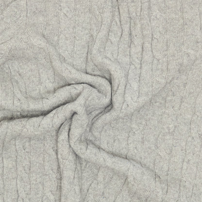 Grey Cashmere Aran Crewneck Sweater