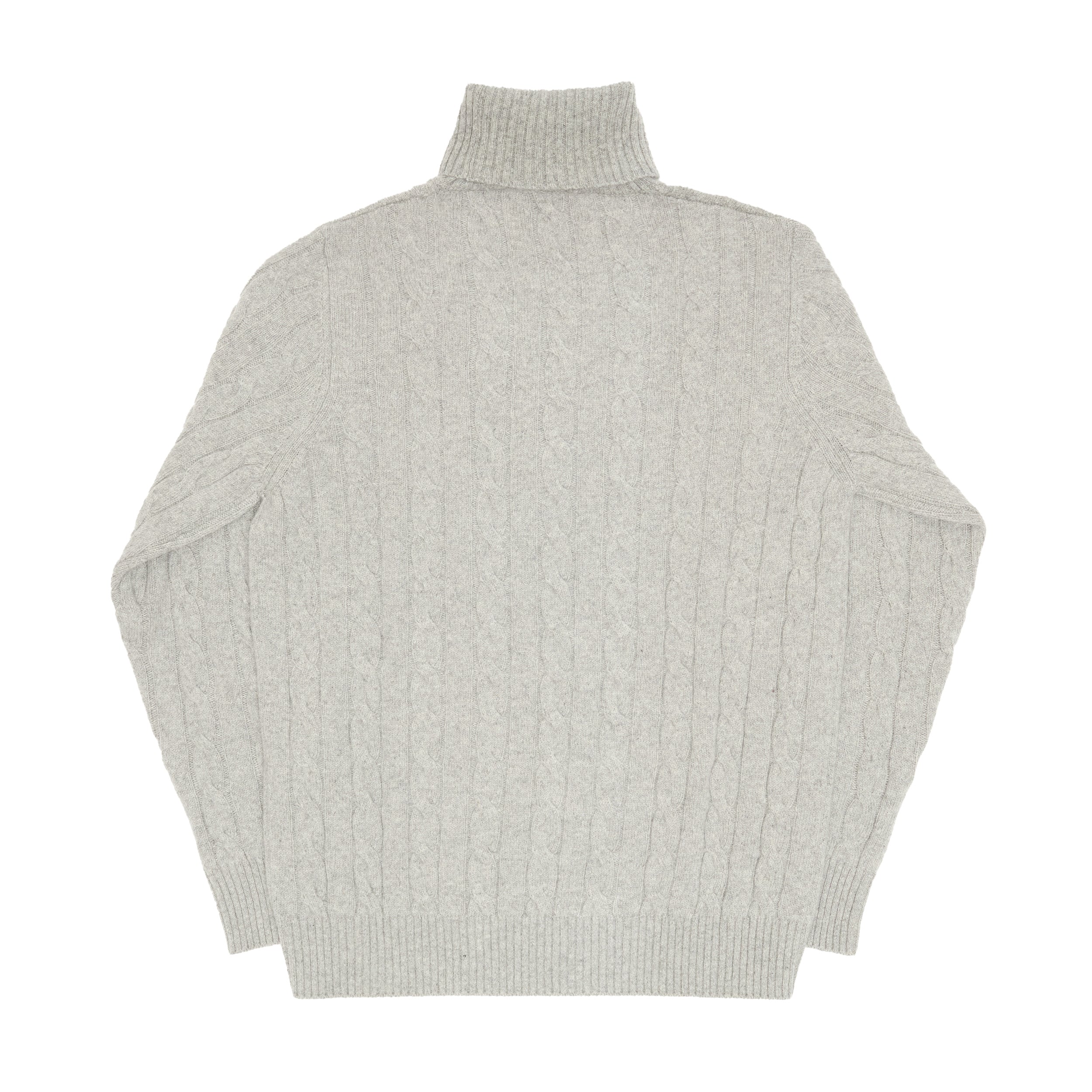Grey Cashmere Aran Rollneck Sweater