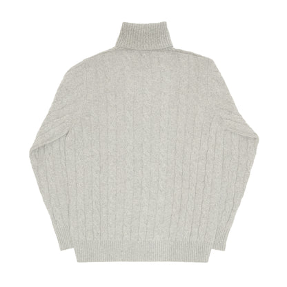 Grey Cashmere Aran Rollneck Sweater