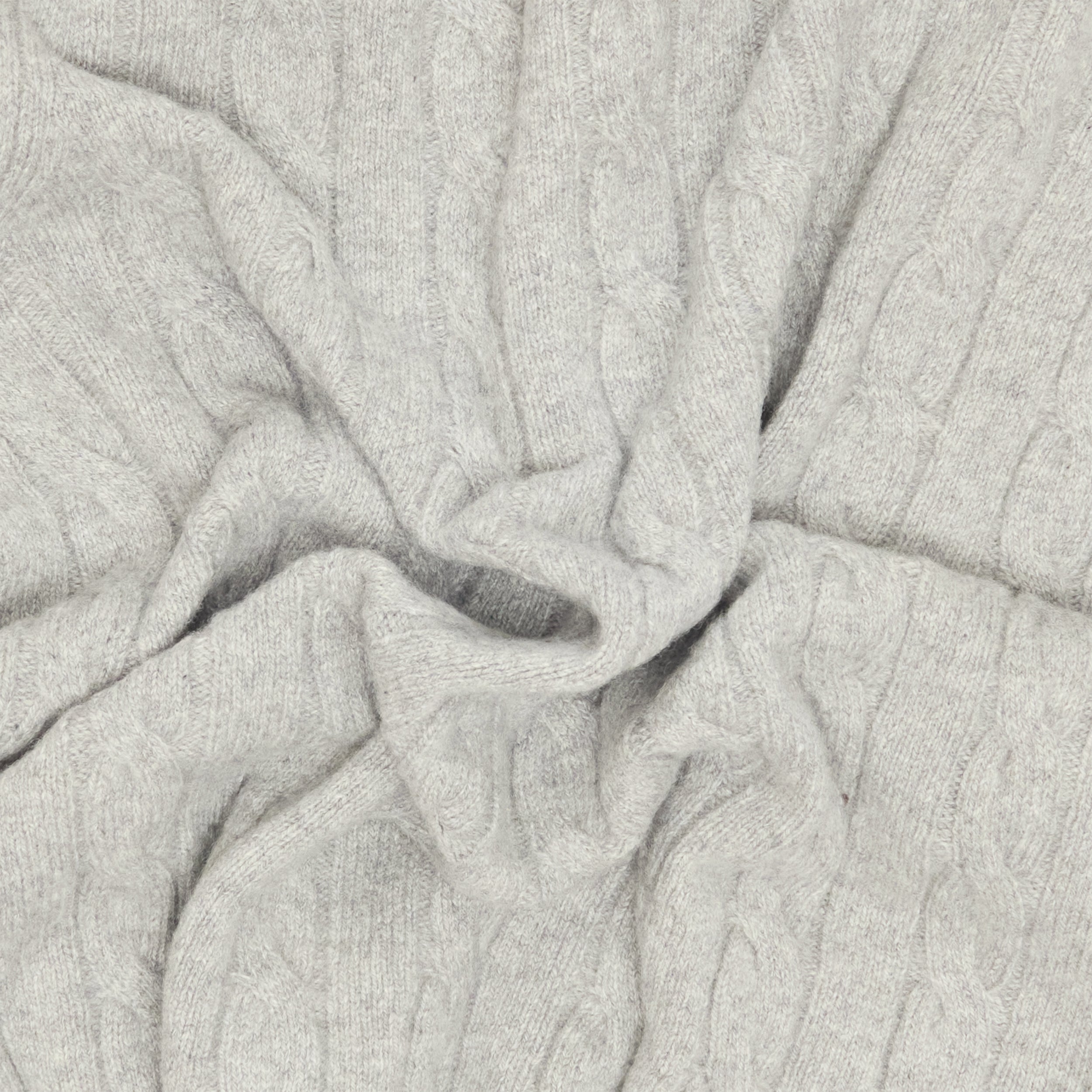 Grey Cashmere Aran Rollneck Sweater