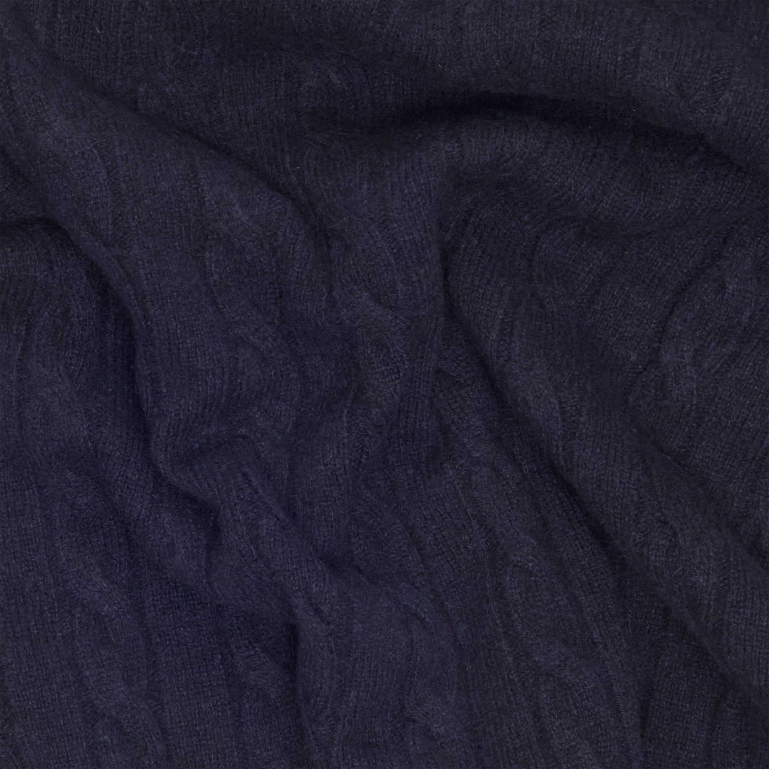 Navy Cashmere Aran Rollneck Sweater