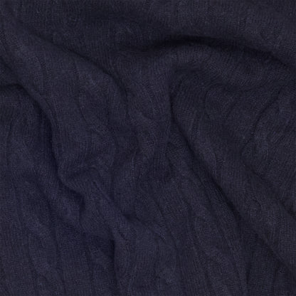 Navy Cashmere Aran Rollneck Sweater