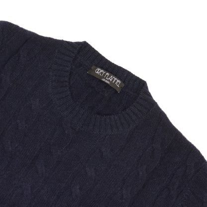 Navy Cashmere Aran Crewneck Sweater