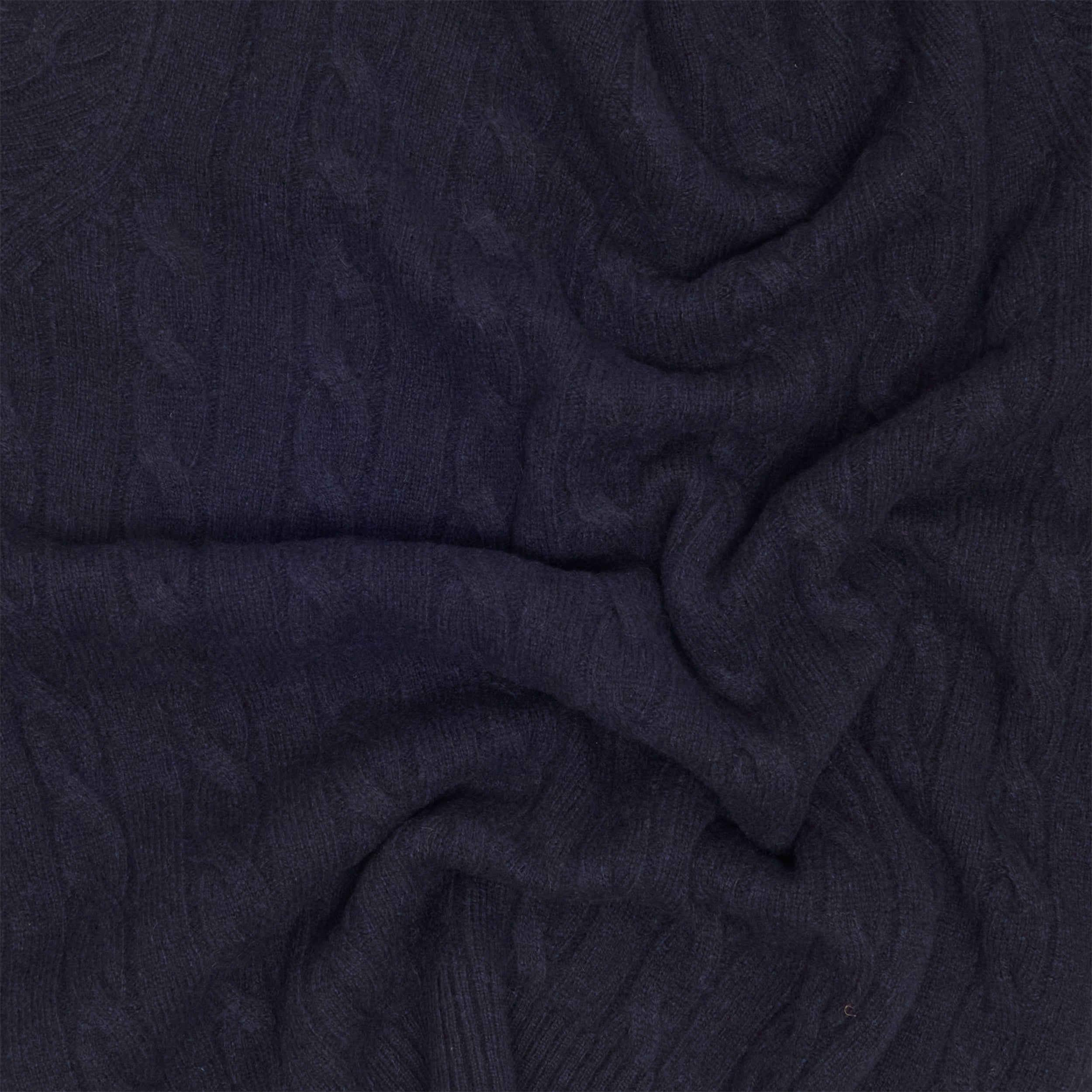 Navy Cashmere Aran Crewneck Sweater