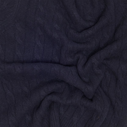 Navy Cashmere Aran Crewneck Sweater