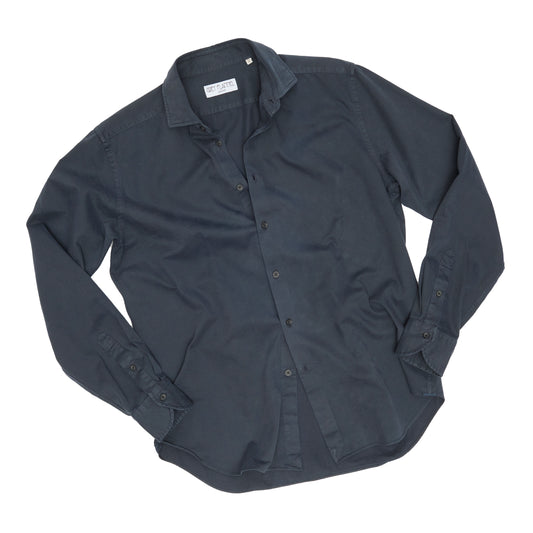 Navy Garment Dyed Twill Shirt
