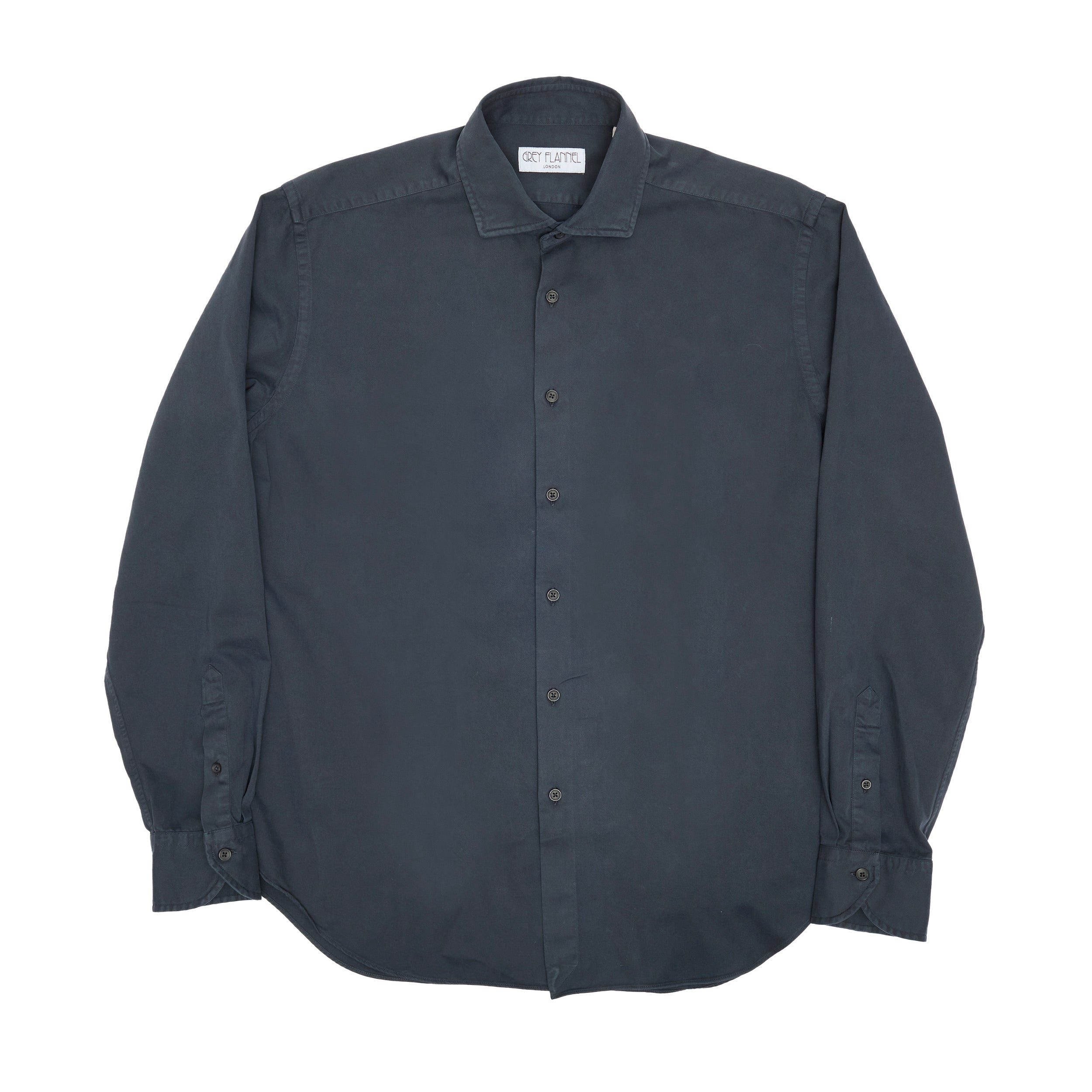 Navy Garment Dyed Twill Shirt