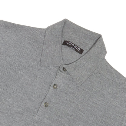 Grey Wool Long Sleeve Polo Shirt