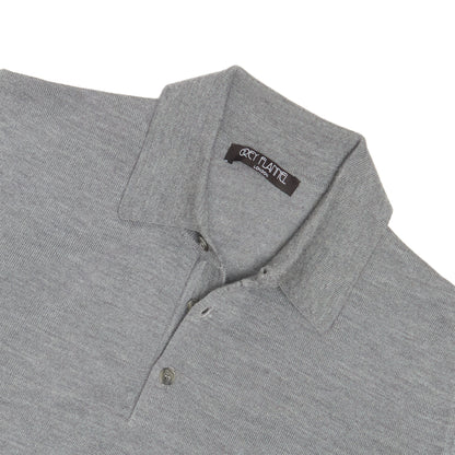 Grey Wool Long Sleeve Polo Shirt