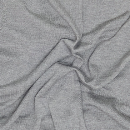 Grey Wool Long Sleeve Polo Shirt