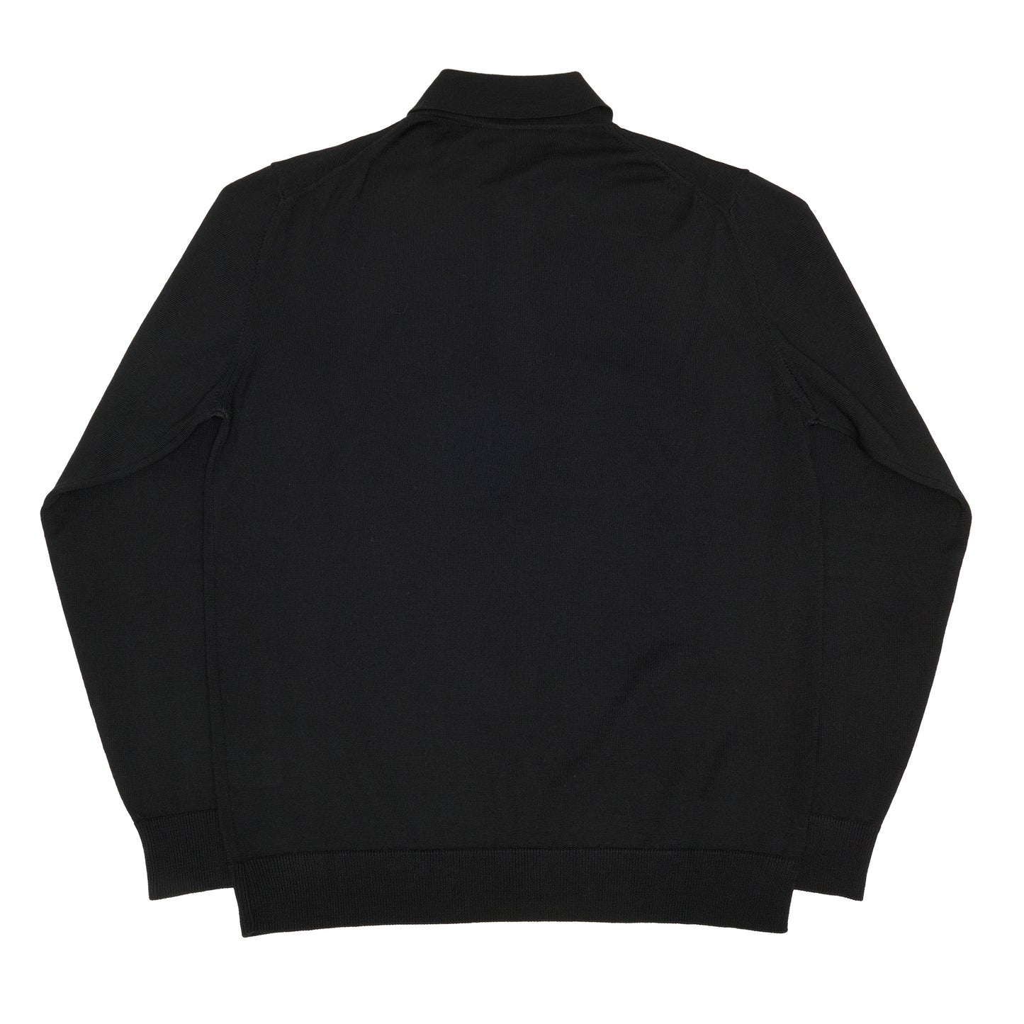 Black Wool Long Sleeve Polo Shirt