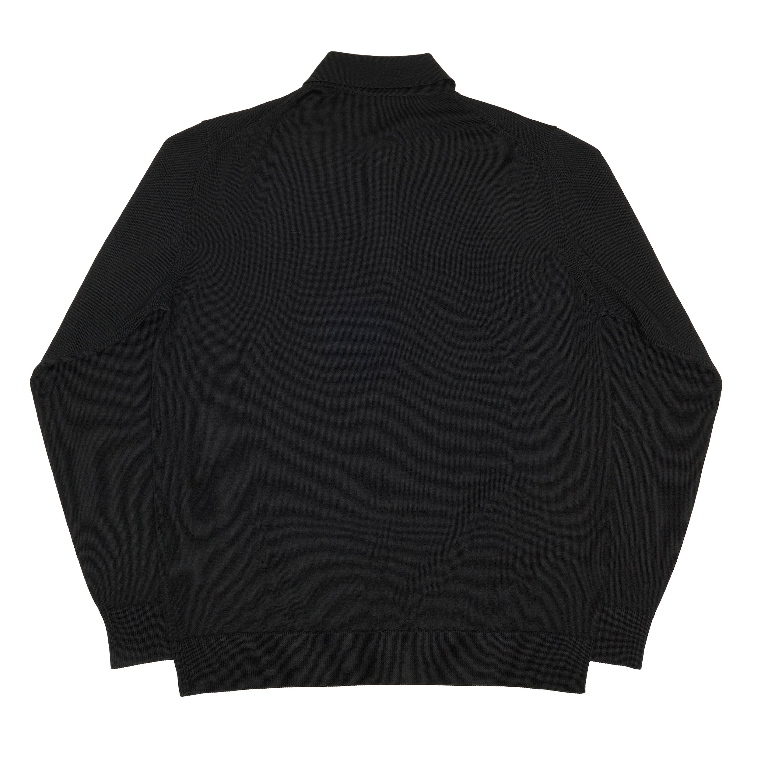 Black Wool Long Sleeve Polo Shirt
