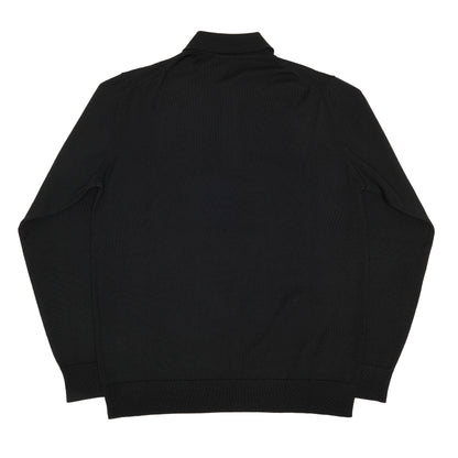 Black Wool Long Sleeve Polo Shirt