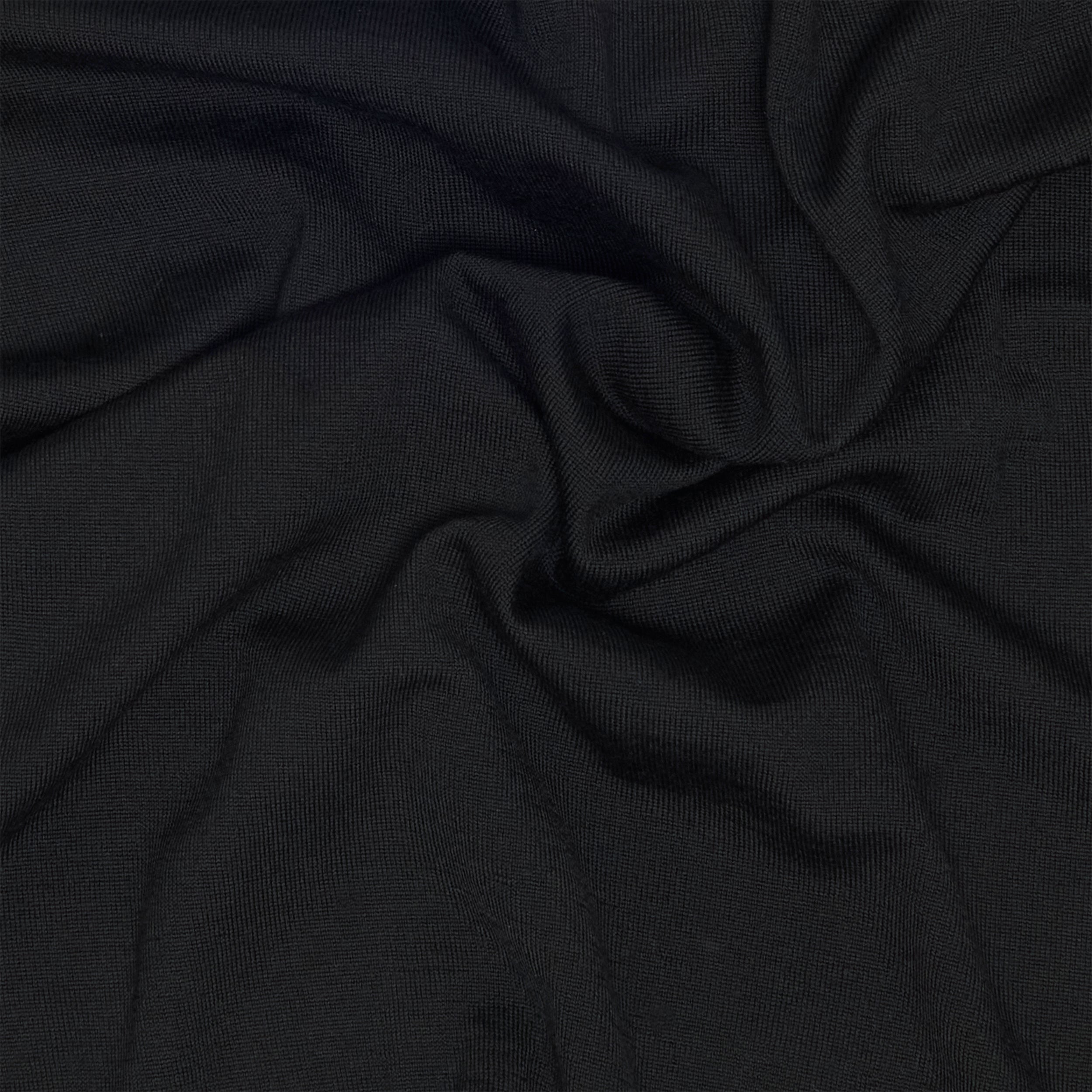 Black Wool Long Sleeve Polo Shirt